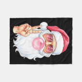 Christmas Cool Santa Bubble Gum Peace Sign Retro S Fleecedecke (Vorderseite (Horizontal))
