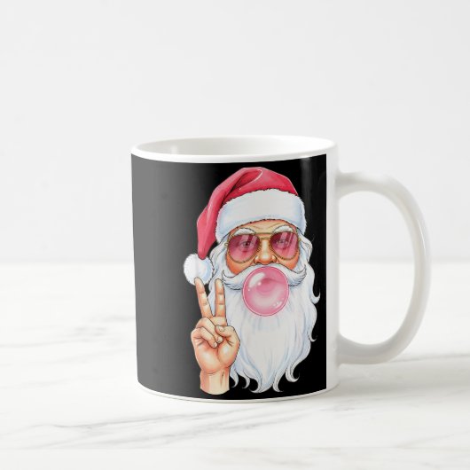 Christmas Cool Santa Bubble Gum Peace Sign Retro S Kaffeetasse (Rechts)