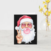 Christmas Cool Santa Bubble Gum Peace Sign Retro S Karte (Gelbe Blume)