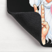 Christmas Cool Santa Bubble Gum Peace Sign Retro S Mousepad (Ecke)