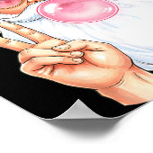 Christmas Cool Santa Bubble Gum Peace Sign Retro S Poster (Ecke)