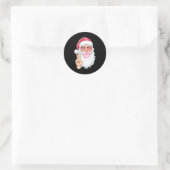 Christmas Cool Santa Bubble Gum Peace Sign Retro S Runder Aufkleber (Tasche)