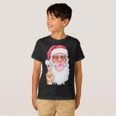 Christmas Cool Santa Bubble Gum Peace Sign Retro S T-Shirt (Vorne ganz)