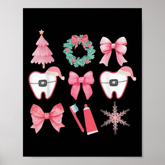 Christmas Coquette Bow Orthodontic Dental Dental C Poster (Vorne)