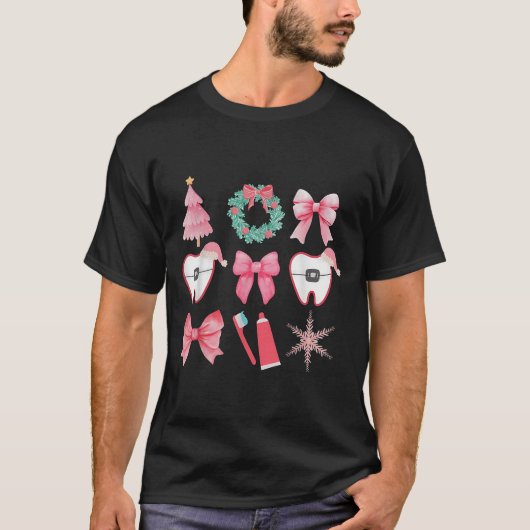 Christmas Coquette Bow Orthodontic Dental Dental C T-Shirt (Vorderseite)
