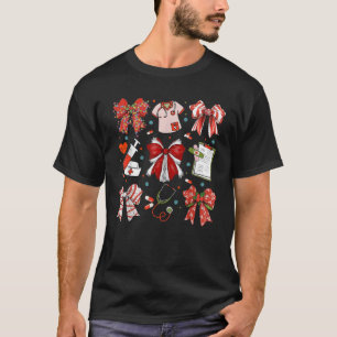 Christmas Coquette Bow RN Nurse Stethoscope Xmas N T-Shirt