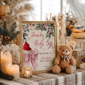 Christmas Coquette Bow Santa Baby Shower Welcome Poster