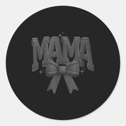 Christmas Coquette Bow Yarn,retro Christmas Mama,m Runder Aufkleber (Vorderseite)