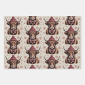 Christmas Coquette Highland Cow Western Bauer Geschenkpapier Set (Vorderseite)