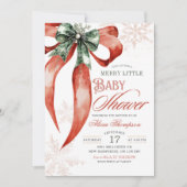 Christmas Coquette Merry Little Baby Shower Einladung (Vorderseite)