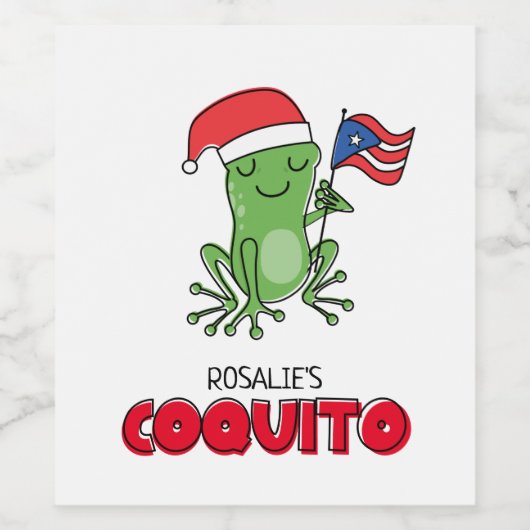 Christmas Coquito Frog Weinetikett (Einzelnes Label)