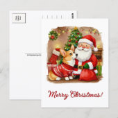 Christmas Corgi and Santa Postcard Postkarte (Vorne/Hinten)