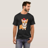 Christmas Corgi Dog Cartoon Style Fawn Red T-Shirt (Vorne ganz)
