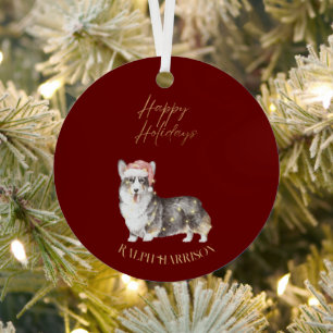 Christmas Corgi Dog Individuelle Name Ornament Aus Metall