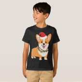 Christmas Corgi Dog mit Weihnachtsmannmütze und We T-Shirt (Vorne ganz)