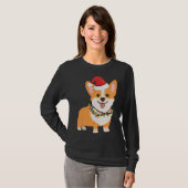Christmas Corgi Dog mit Weihnachtsmannmütze und We T-Shirt (Vorne ganz)