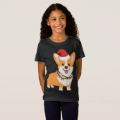 Christmas Corgi Dog mit Weihnachtsmannmütze und We T-Shirt (Vorne ganz)