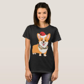 Christmas Corgi Dog mit Weihnachtsmannmütze und We T-Shirt (Vorne ganz)
