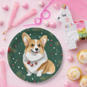 Christmas Corgi Dog Pappteller (Party)