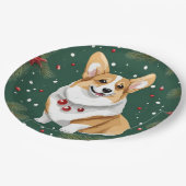 Christmas Corgi Dog Pappteller (Schrägansicht)