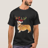 Christmas Corgi Dog Weihnachtslicht Weihnachtsmann T-Shirt (Vorderseite)