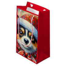 Christmas Corgi Dog Welpe mit Weihnachtsmannmütze