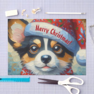 Christmas Corgi Dog Welppy Decoupage Seidenpapier