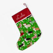 Christmas Corgi Dogs Individuelle Name Kleiner Weihnachtsstrumpf (Rückseite (Hängend))