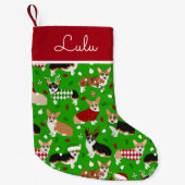 Christmas Corgi Dogs Individuelle Name Kleiner Weihnachtsstrumpf (Vorderseite)