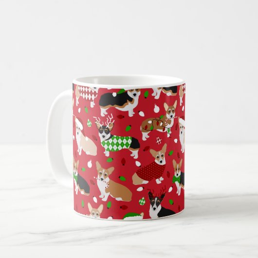 Christmas Corgi Dogs Kaffeetasse (Vorderseite Links)