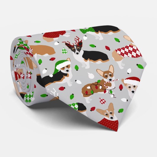 Christmas Corgi Dogs Neck Tie Krawatte (Gerollt)