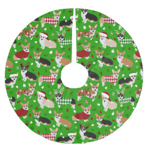 Christmas Corgi Dogs Polyester Weihnachtsbaumdecke