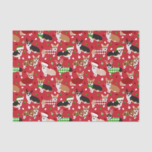 Christmas Corgi Dogs Seidenpapier (Vorderseite)