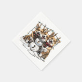 Christmas Corgi Dogs Snowman Serviette (Ecke)