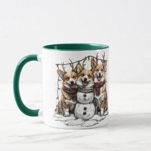 Christmas Corgi Dogs Snowman Tasse