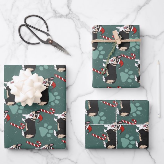 Christmas Corgi Geschenkpapier Set (Vorderseite)