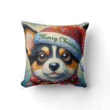 Christmas Corgi Hund Welpe Weihnachtsmannmütze Sai