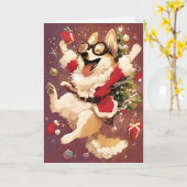 Christmas Corgi Karte (Gelbe Blume)