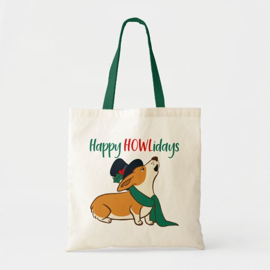 Christmas Corgi singt Tote Bag Tragetasche (Vorne)