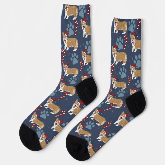 Christmas Corgi Socken (Linkes Detail)