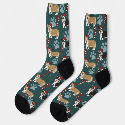 Christmas Corgi Socken (Linkes Detail)