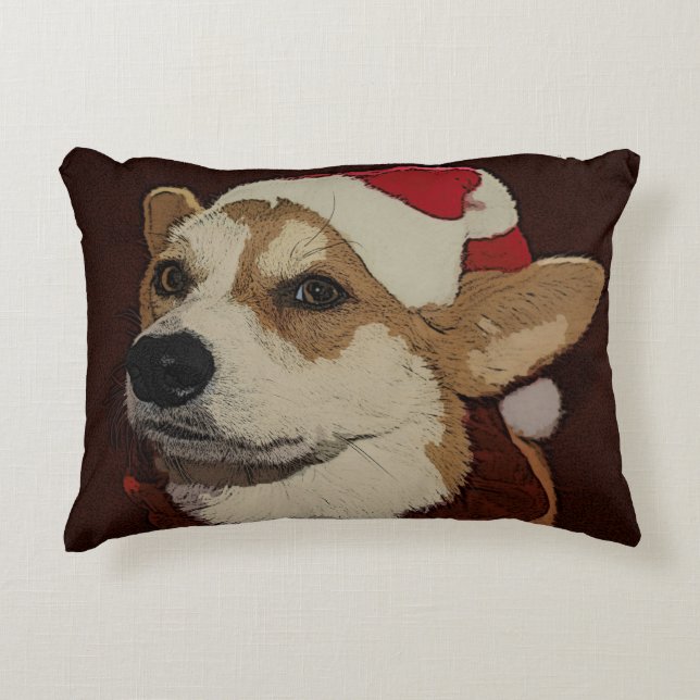 Christmas Corgi Throw Pillow Dekokissen (Vorderseite)
