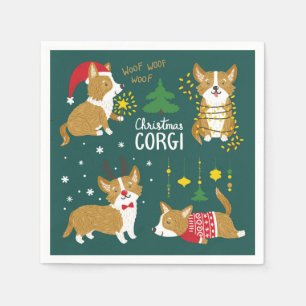 Christmas Corgi   Woof Woof Serviette