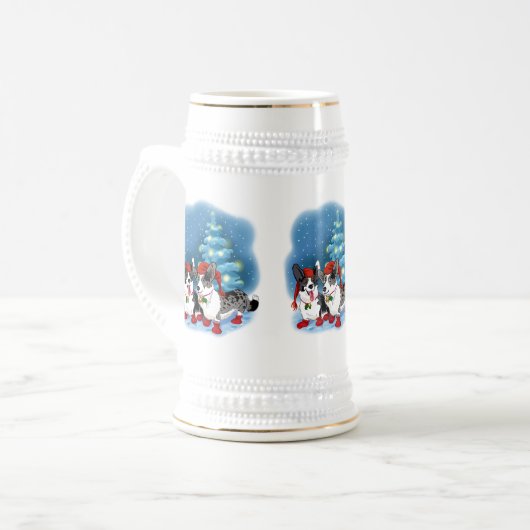 Christmas Corgis Bierglas (Vorderseite Links)