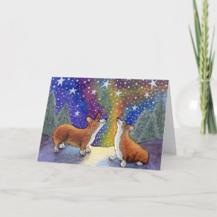Christmas Corgis Enjoy The Stars Together CARD Feiertagskarte