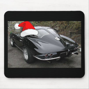 Christmas Corvette Black Split Window Mousepad