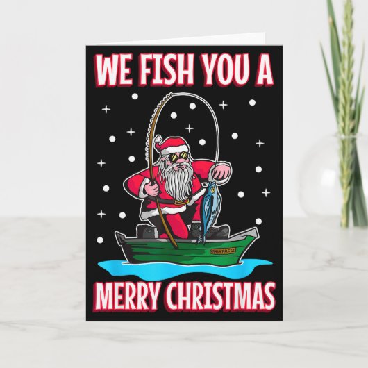 Christmas Costume Fisherman Fishing Funny Cool San Karte (Vorderseite)