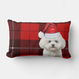 Christmas Coton de Tulear Dog Red Holiday Kariert Lendenkissen