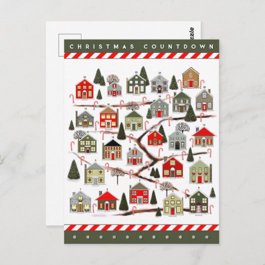 Christmas Countdown Advent Calendar Postkarte (Vorne/Hinten)