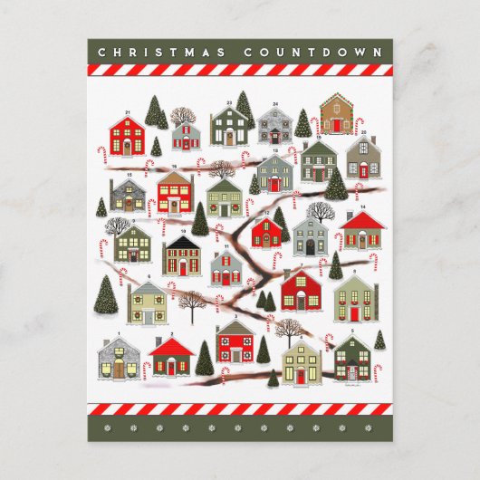 Christmas Countdown Advent Calendar Postkarte (Vorderseite)